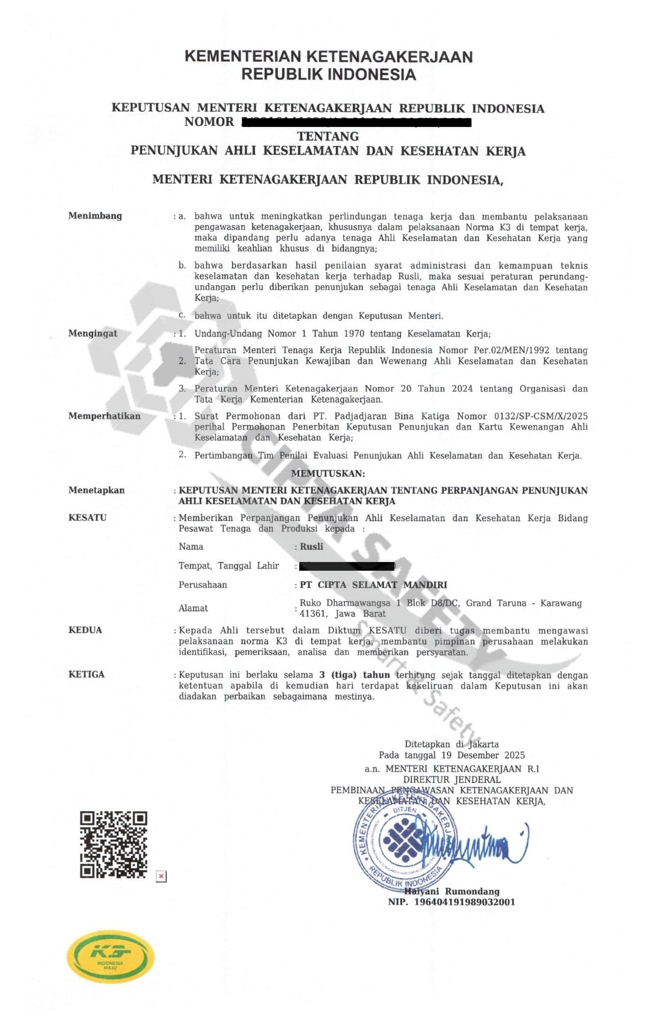 Sertifikat Ahli K3 Pesawat Tenaga dan Produksi (PTP)