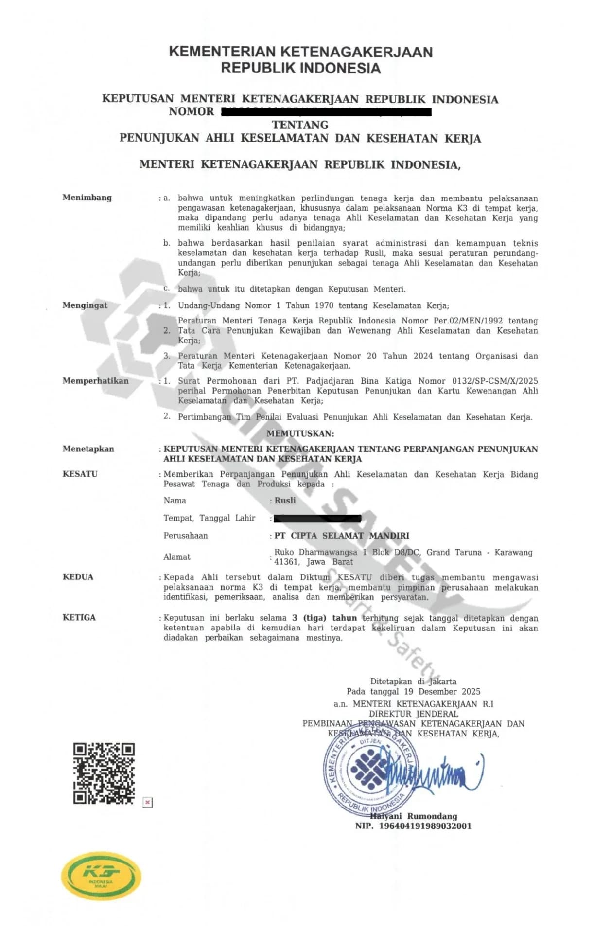 Sertifikat Ahli K3 Pesawat Tenaga dan Produksi (PTP)
